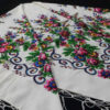Torkaman Ethnic Scarf - Elegance and Tradition with Floral Design in White