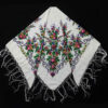 Torkaman Ethnic Scarf - Elegance and Tradition with Floral Design in White