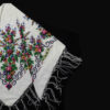 Torkaman Ethnic Scarf - Elegance and Tradition with Floral Design in White