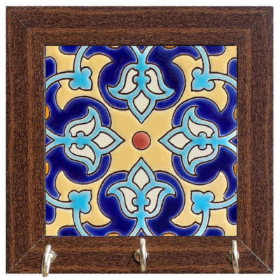 Ceramic Wall Key Holder – with Wooden Frame & Model Tile