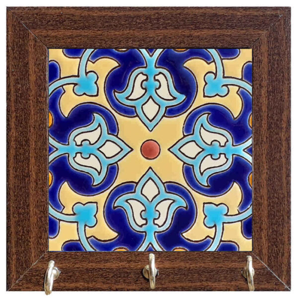 Ceramic Wall Key Holder - with Wooden Frame & Model Tile