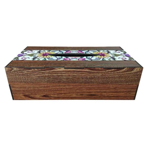 Wooden Tissue Box Cover Model Flower