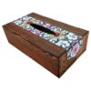 Rustic Wooden Tissue Box Cover – Flower Design