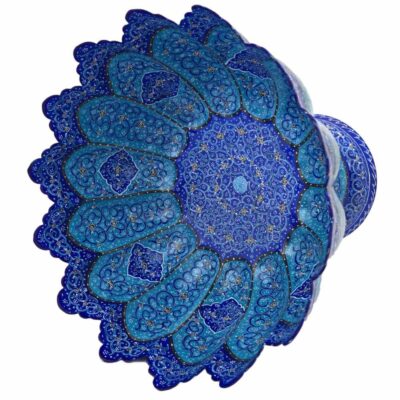 Decorative Copper Bowl Hand-Painted With Persian Minakari Enamel Gohar