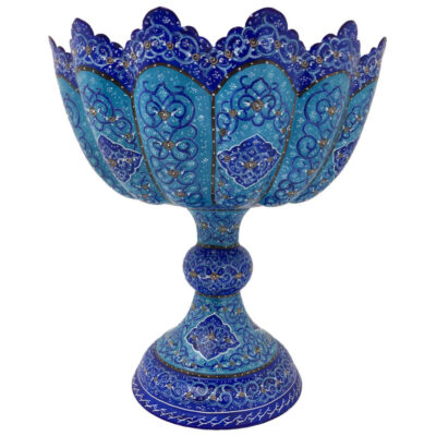 Decorative Copper Bowl Hand-Painted With Persian Minakari Enamel Gohar