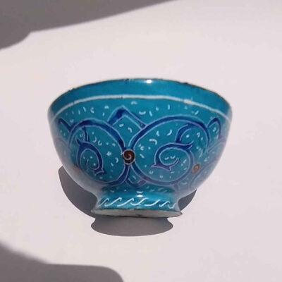Decorative Copper Bowl Hand-Painted With Persian Minakari Enamel Sima