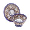 Decorative Copper Bowl & Plate Hand-Painted With Persian Minakari Enamel Reyhan