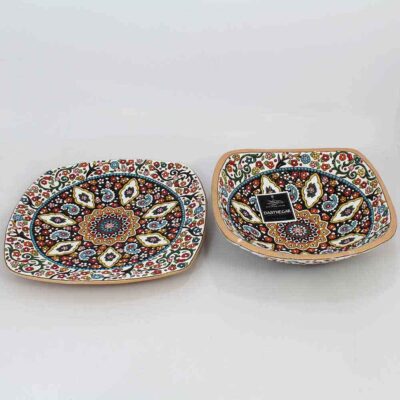 Persian Handmade Decorative Minakari Pottery Bowl & Plate Model Sivan