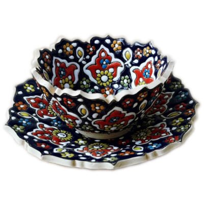 Handmade Decorative Minakari Pottery Bowl & Plate Model Zina