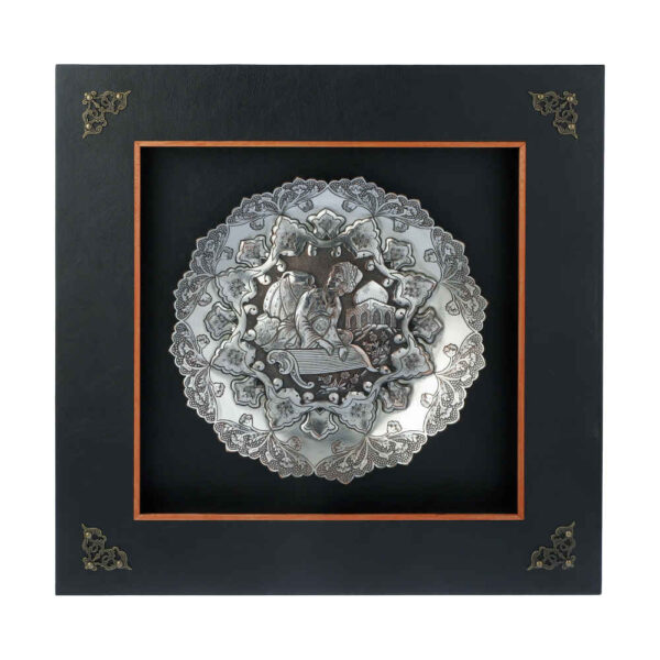 Handmade Framed Persian Engraved Copper Art Arg