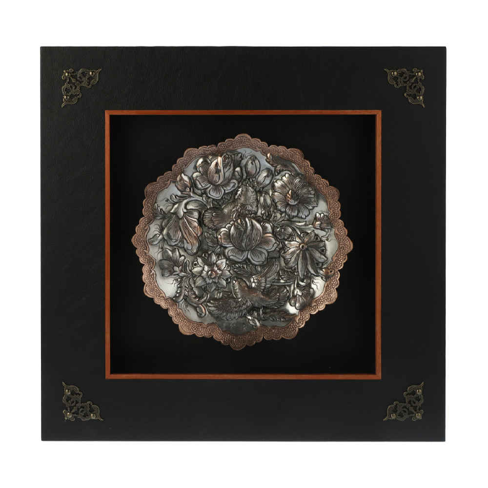 Handmade Framed Persian Engraved Copper Art Barjaste
