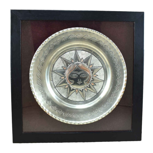 Handmade Framed Persian Engraved Copper Art Khorshid
