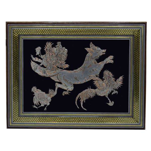 Handmade Framed Persian Engraved Copper Art Roobah