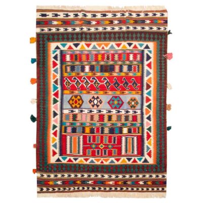 Persian Wool Kilim Rug Handwoven in Fars Traditional Atrin