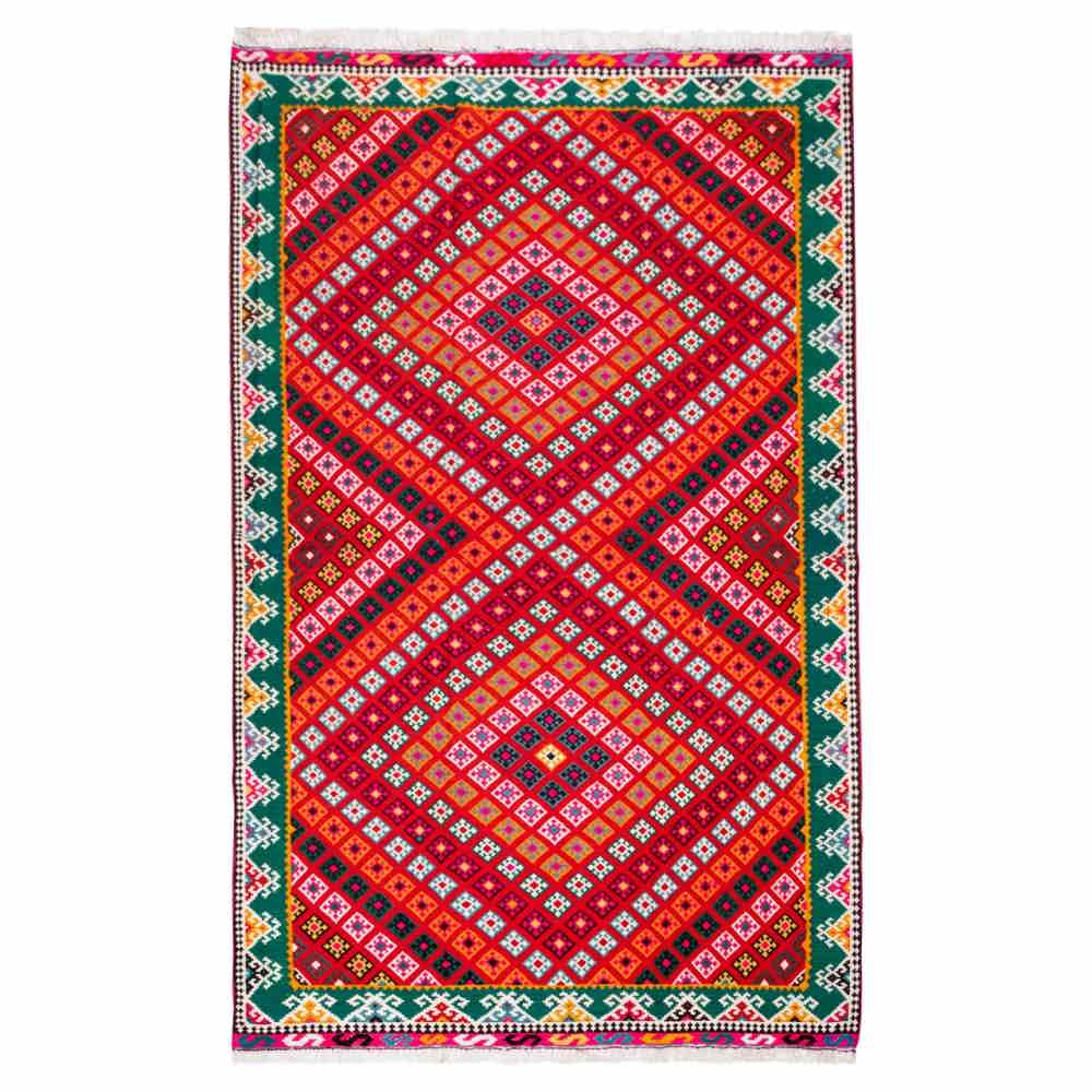 Persian Wool Kilim Rug Handwoven in Fars Traditional Bahador