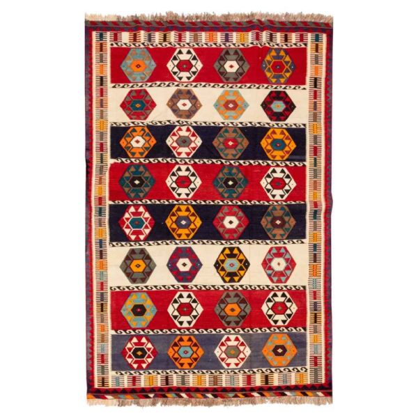 Persian Wool Kilim Rug Handwoven in Fars Traditional Doman