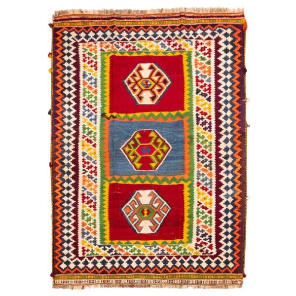 Persian Wool Kilim Rug Handwoven in Fars Traditional Elmira