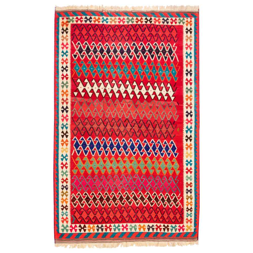 Persian Wool Kilim Rug Handwoven in Fars Traditional Elsaa