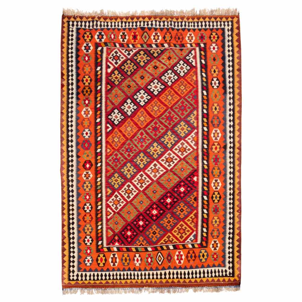Persian Wool Kilim Rug Handwoven in Fars Traditional Shahin