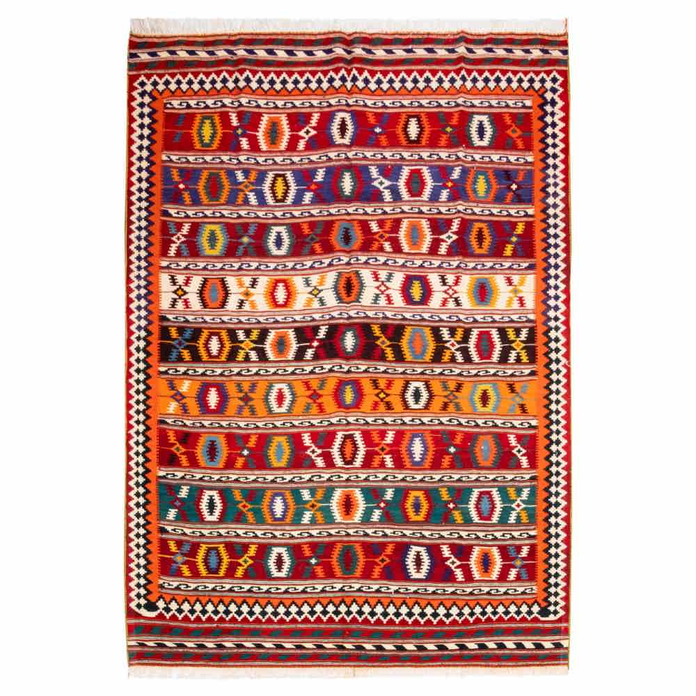 Persian Wool Kilim Rug Handwoven in Fars Traditional Takin
