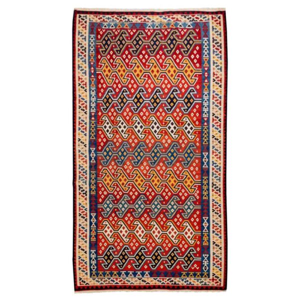 Persian Wool Kilim Rug Handwoven in Fars Traditional Tarlan