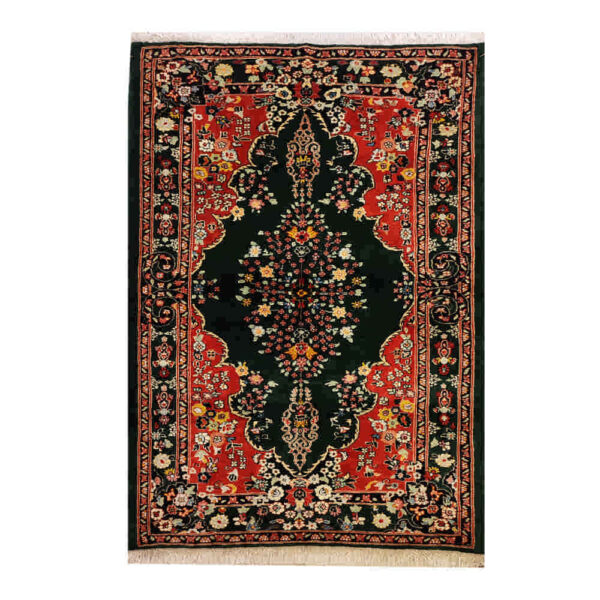 Authentic Persian Silk Carpet Hand-Knotted in Khorasan Lacahak Toranj