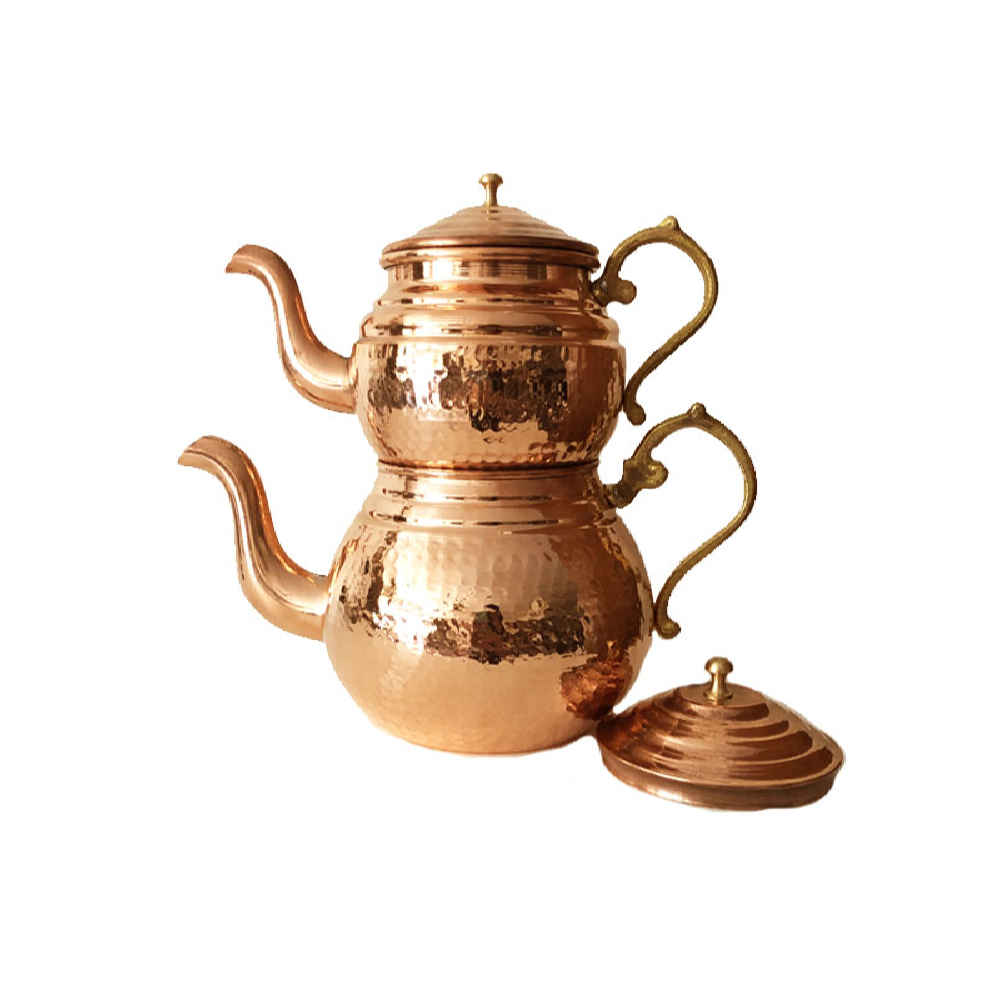 Persian Copper Double Teapot Durable and Hammered Rima
