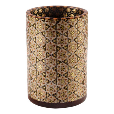 Persian Elegance Wooden Pen Holder for Desk Handcrafted Khatamkari Art Afra