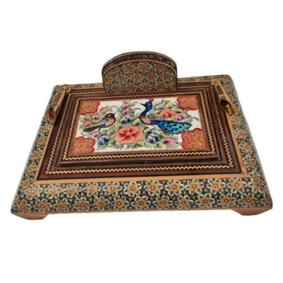 Handcrafted Persian Wooden Pen Holder for Desk – Elegance Khatamkari Art, Asma