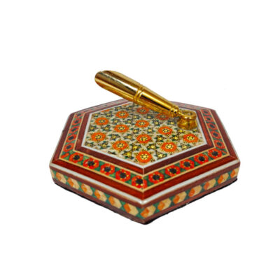 Handcrafted Persian Wooden Pen Holder for Desk – Elegance Khatamkari Art, Baran