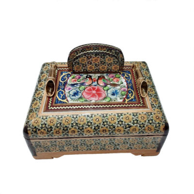 Handcrafted Persian Wooden Pen Holder for Desk – Elegance Khatamkari Art, Flowers