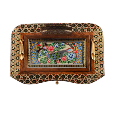 Decorative Desk Accessory – Peafowl Motif, Khatamkari Art