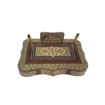 Handcrafted Persian Wooden Pen Holder for Desk – Elegance Khatamkari Art, Toranj