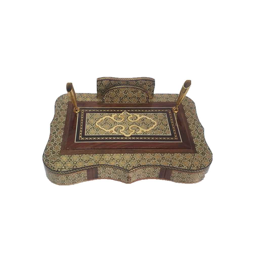 Handcrafted Persian Wooden Pen Holder for Desk - Elegance Khatamkari Art, Toranj