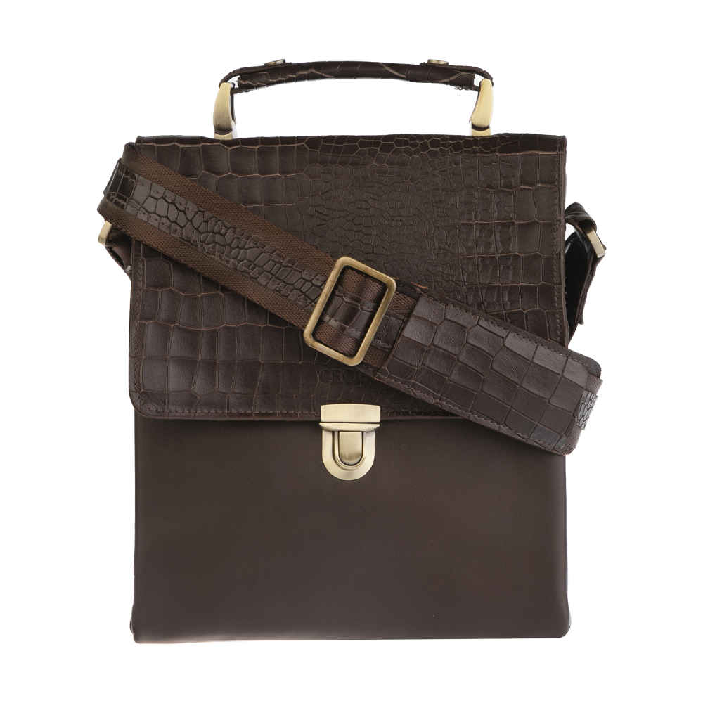 Luxurious Leather Messenger Shoulder Bag - Handcrafted Model Croco