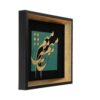 Framed Persian Marquetry Metal Calligraphy Copper Art Man