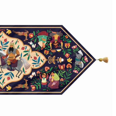 Persian Elegance Blue Velvet Table Runner Ardeshir