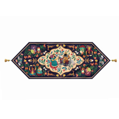 Persian Elegance Blue Velvet Table Runner Ardeshir