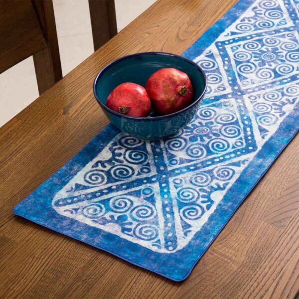 Persian Blue Velvet Table Runner Model Parto