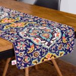 Persian Elegance Blue Velvet Table Runner Sayeh