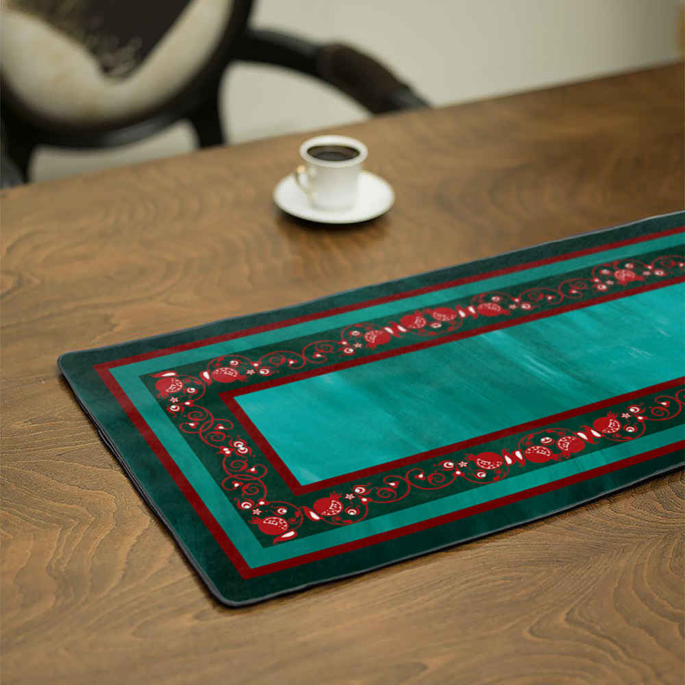 Persian Elegance Turquois Velvet Table Runner Yalda