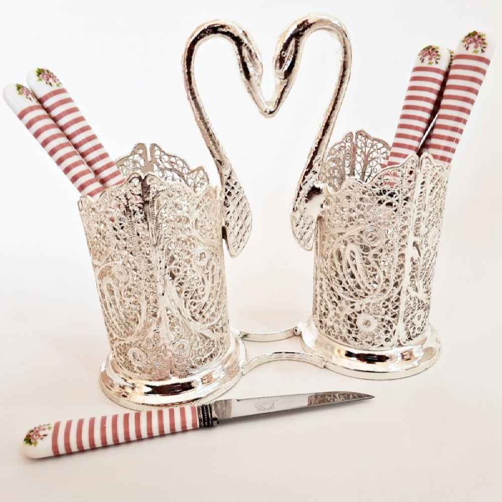 Persian Filigree Silver Spoon Holder Model Javan