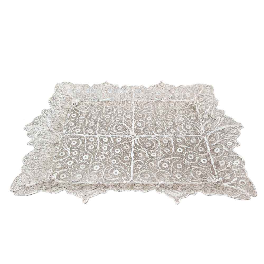 Persian Artisanal Filigree Copper Decorative Tray Samin
