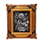 Handmade Framed Persian Engraved Copper Art Hasti – Traditional Wall Decor