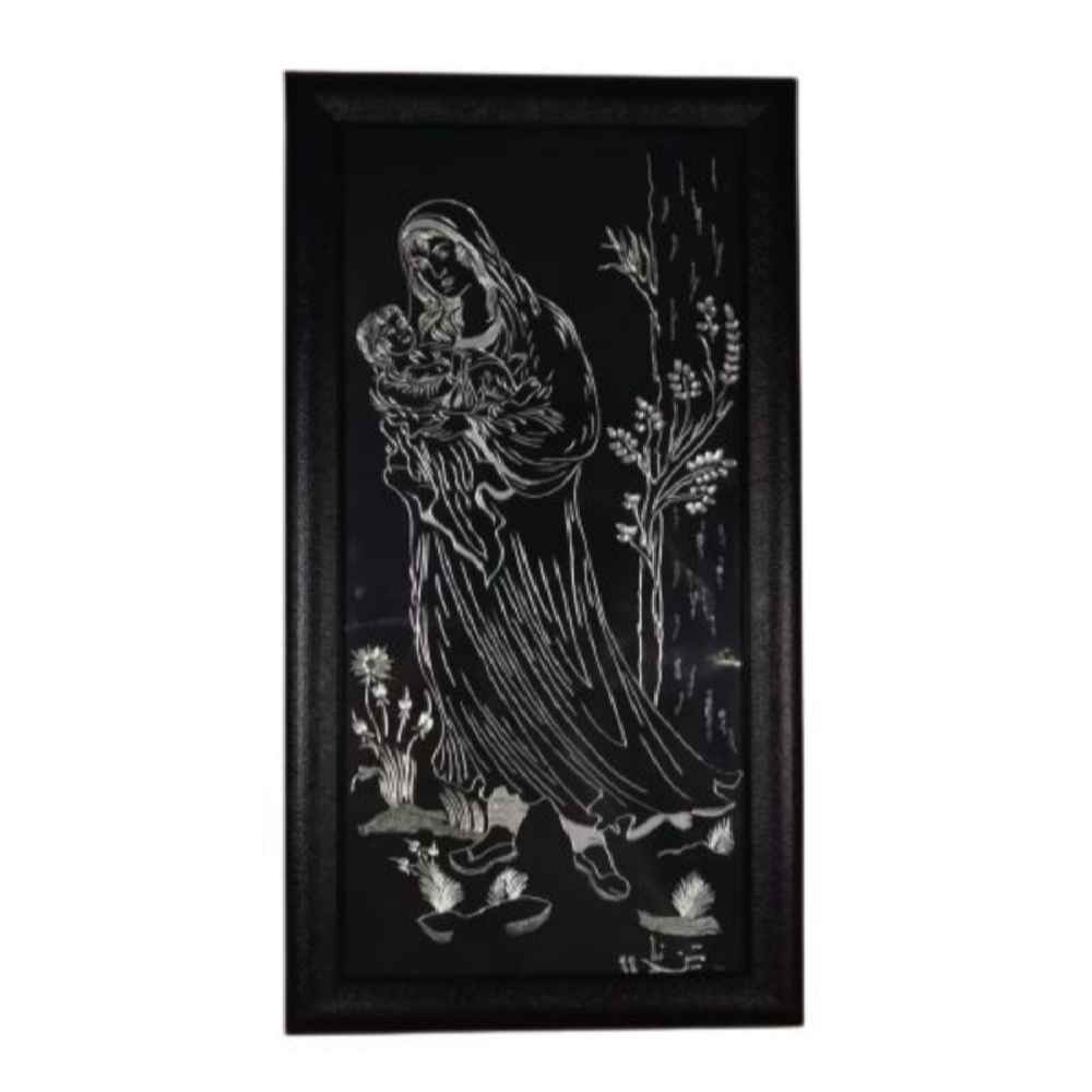 Framed Persian Engraved Metal Art - Madar