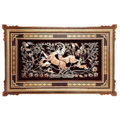 Handmade Framed Persian Engraved Copper Art Nature – Traditional Wall Decor
