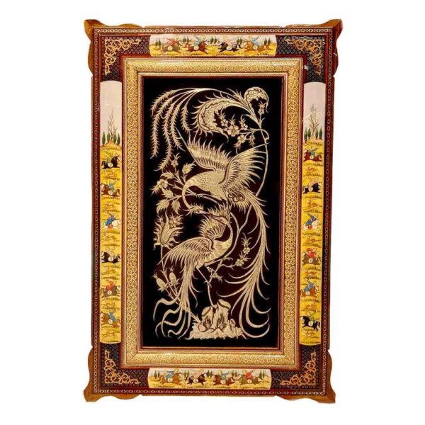 Handmade Framed Persian Engraved Copper Art Zinat – Traditional Wall Decor