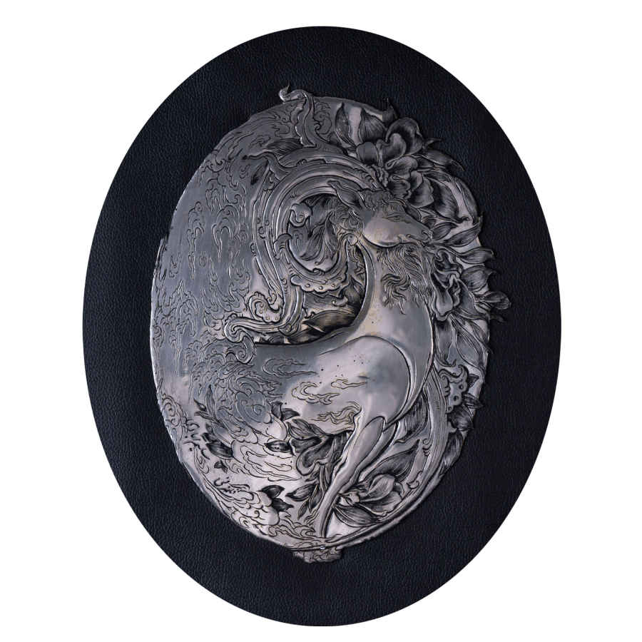 Handmade Framed Persian Engraved Copper Art Goat