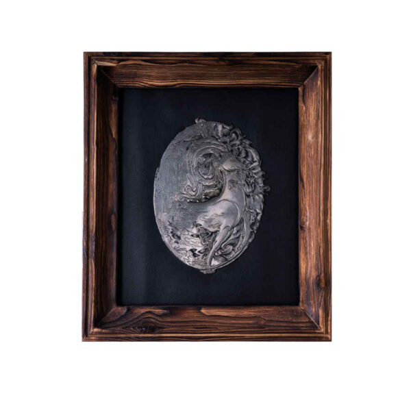 Handmade Framed Persian Engraved Copper Art Goat