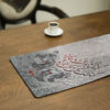 Persian Elegance Gray Velvet Table Runner Poem